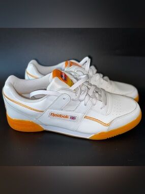 Reebok Kids White Sneakers with Orange Accents